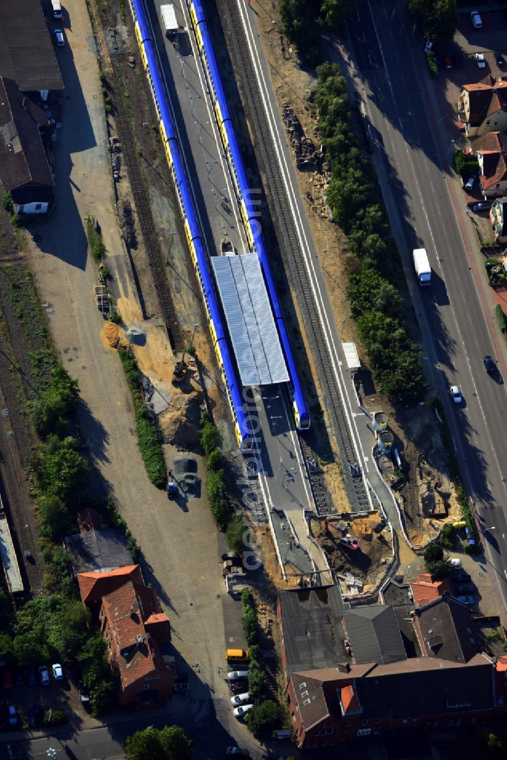 Aerial image Cuxhaven - Downtown area at the train - station of Cuxhaven in Lower Saxony