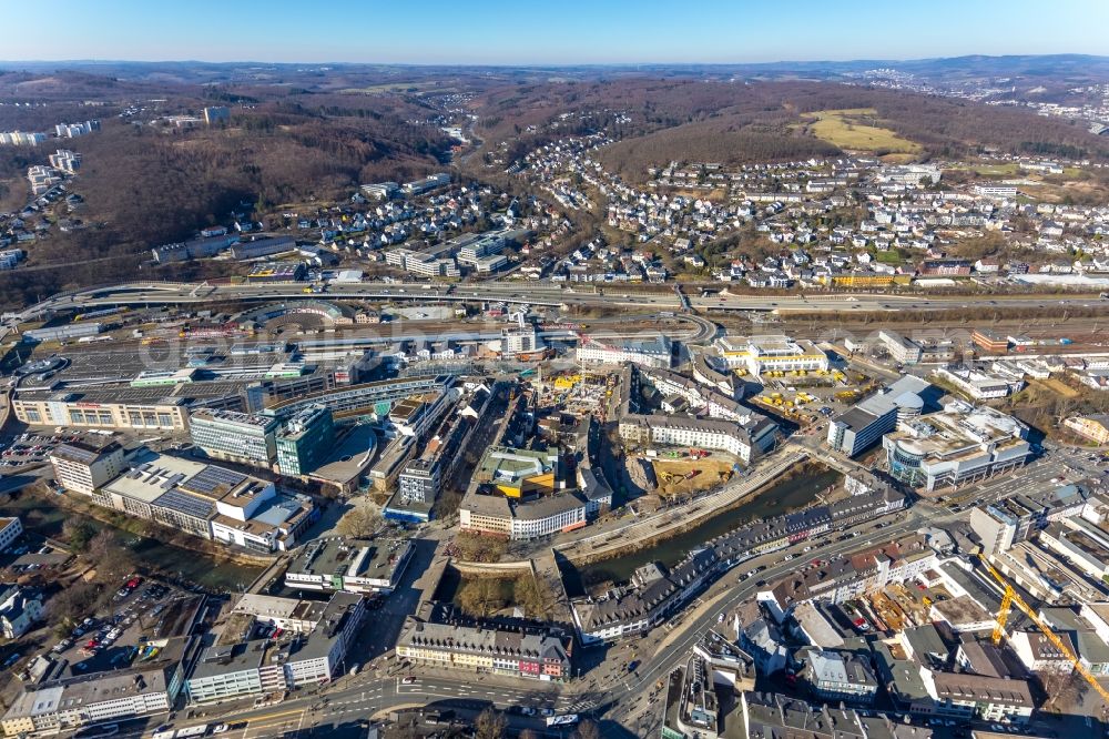 Aerial photograph Siegen - Track progress and building of the railway in Siegen in the state North Rhine-Westphalia