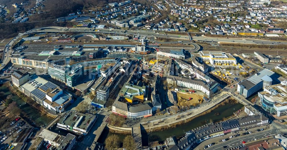 Siegen from above - Track progress and building of the railway in Siegen in the state North Rhine-Westphalia