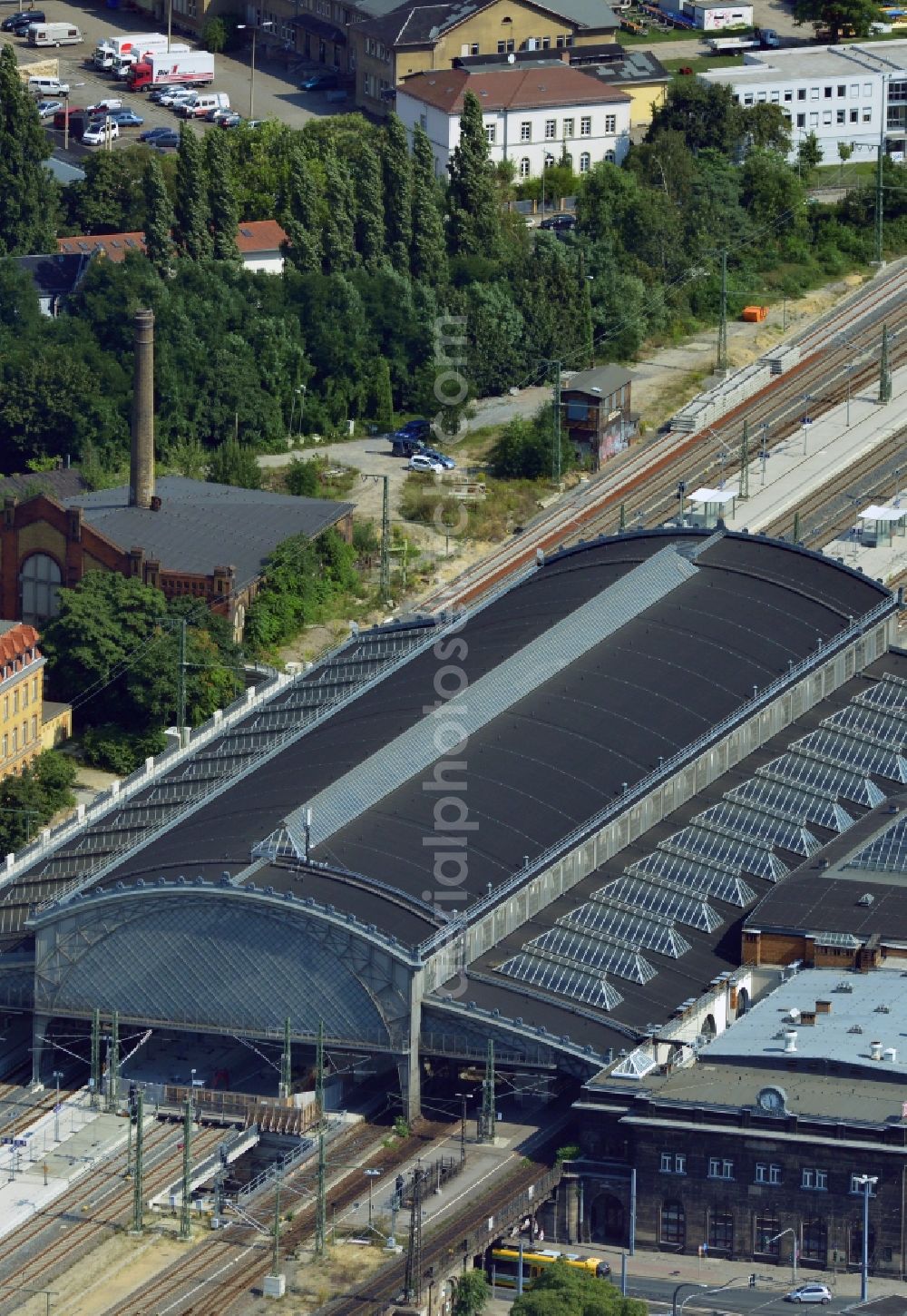 Aerial image Dresden - Dresden-Neustadt station of Deutsche Bahn in Saxony