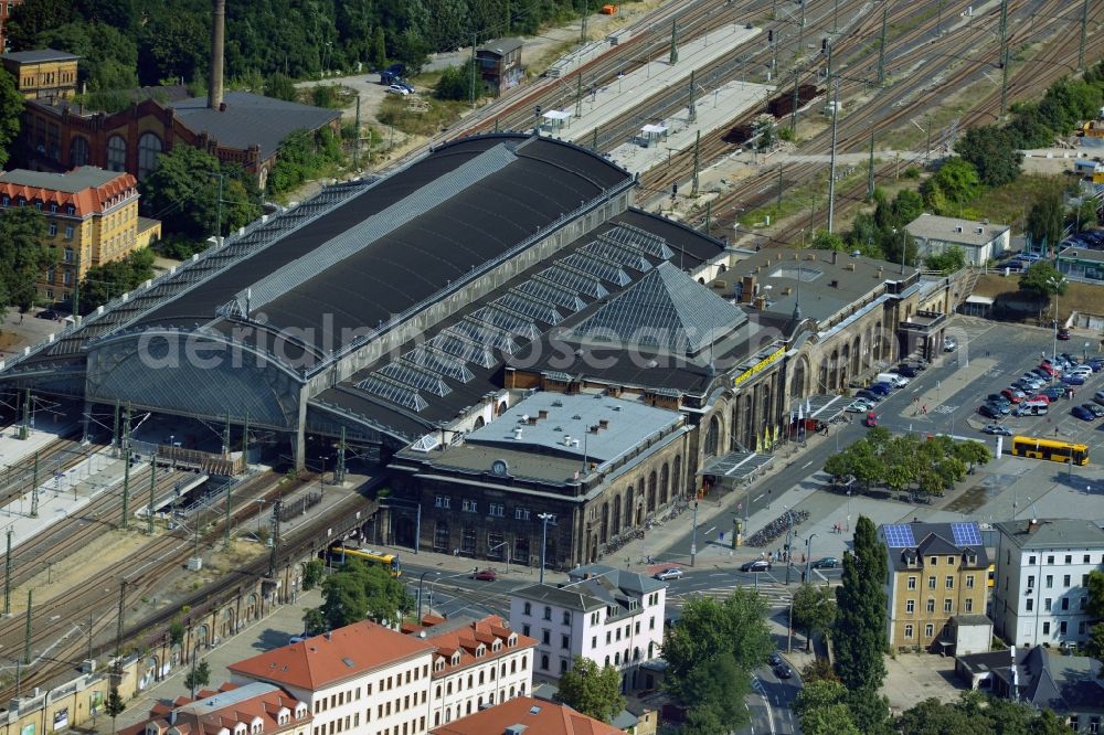 Dresden from above - Dresden-Neustadt station of Deutsche Bahn in Saxony