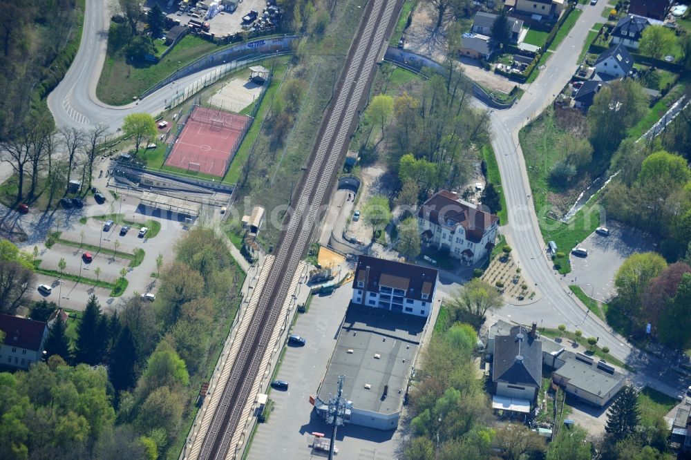 Falkensee Ortsteil Finkenkrug from above - Train Station Finkenkrug, a regional station in Falkensee in Brandenburg