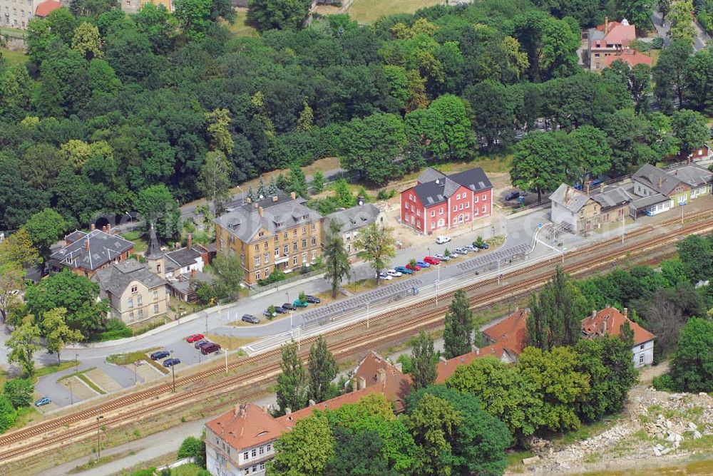 Königsbrück from the bird's eye view: Blick auf den Bahnhof von Königsbrück in Sachsen.