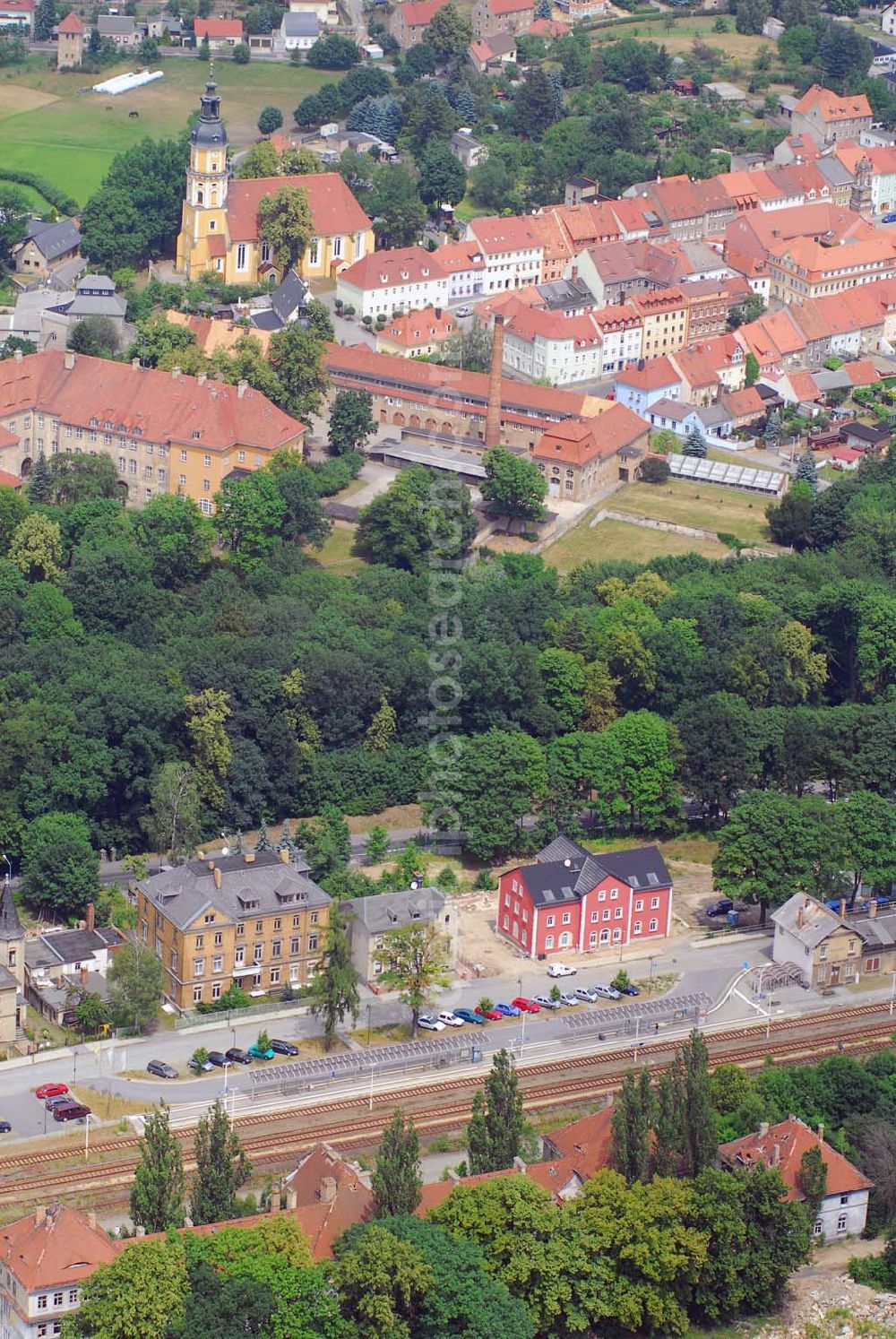 Aerial image Königsbrück - Blick auf den Bahnhof von Königsbrück in Sachsen.