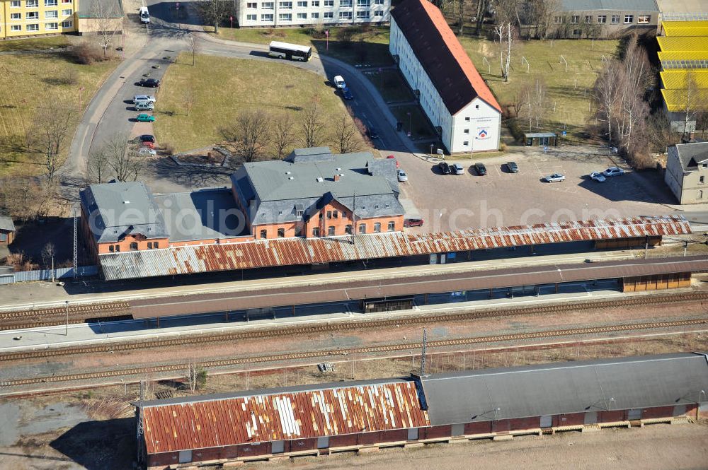 Aerial image Mittweida - Der Bahnhof Mittweida an der Goethestraße in Mittweida.The train station at the Goethestrasse in Mittweida.