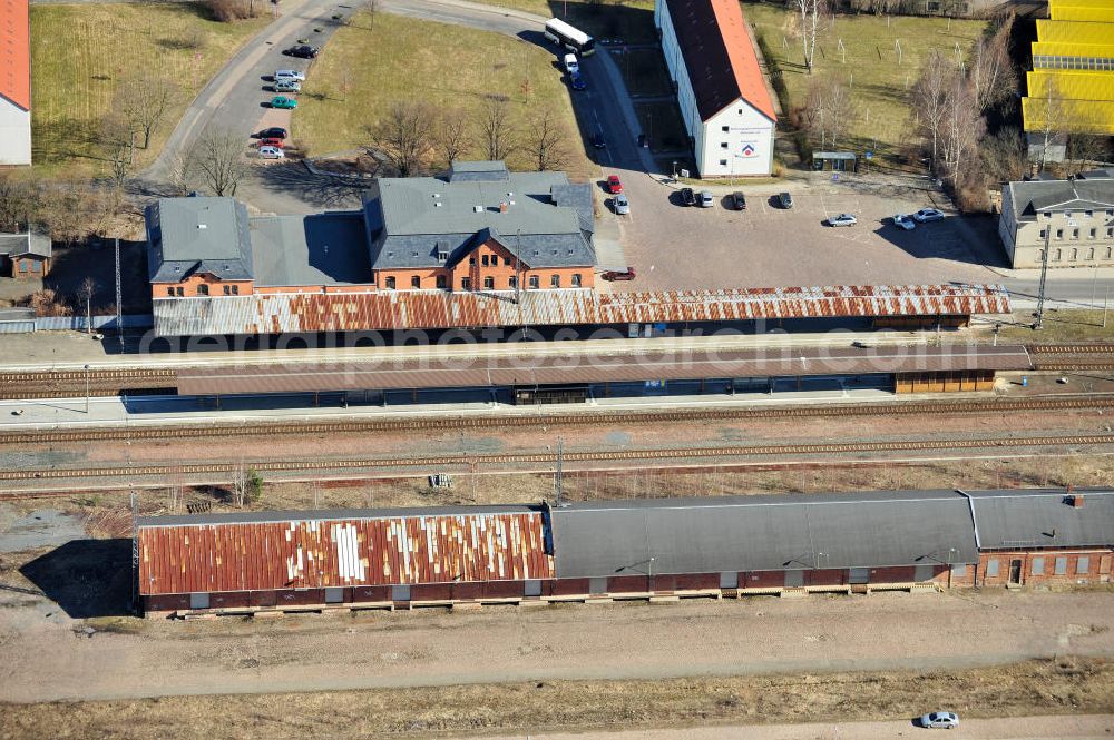 Aerial photograph Mittweida - Der Bahnhof Mittweida an der Goethestraße in Mittweida.The train station at the Goethestrasse in Mittweida.