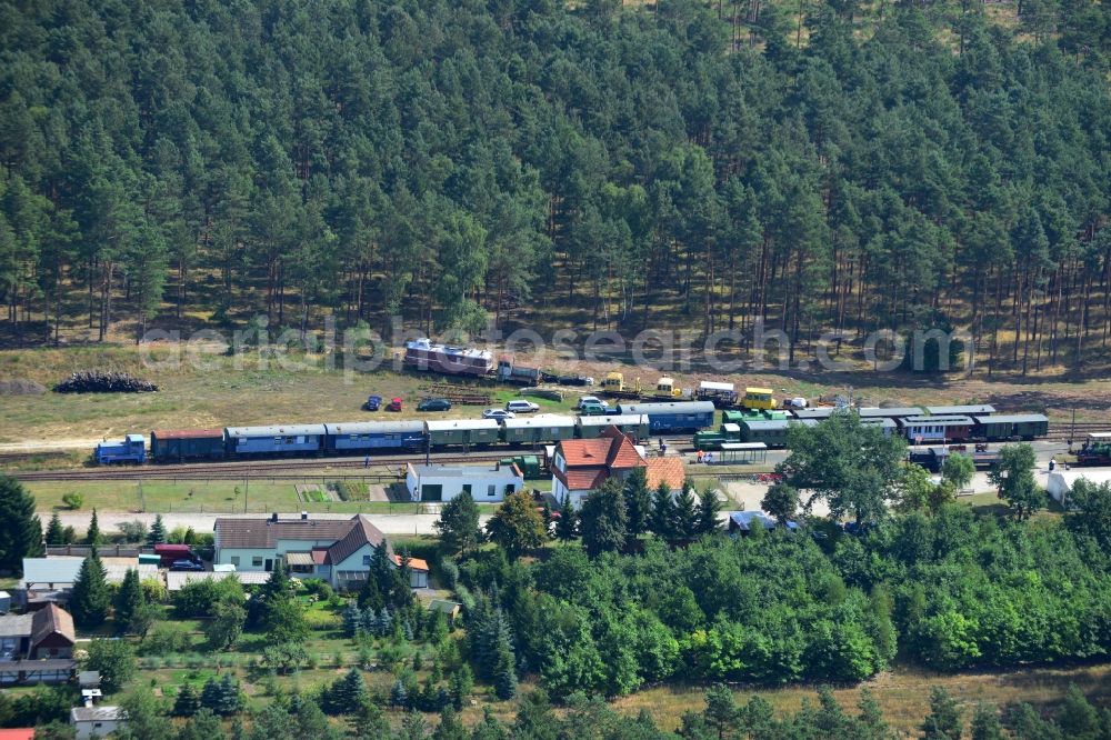 Aerial photograph Kleinbahren - Station of the Lower Lusatian museum railway (NLME) in Kleinbahren in the state of Brandenburg in Germany