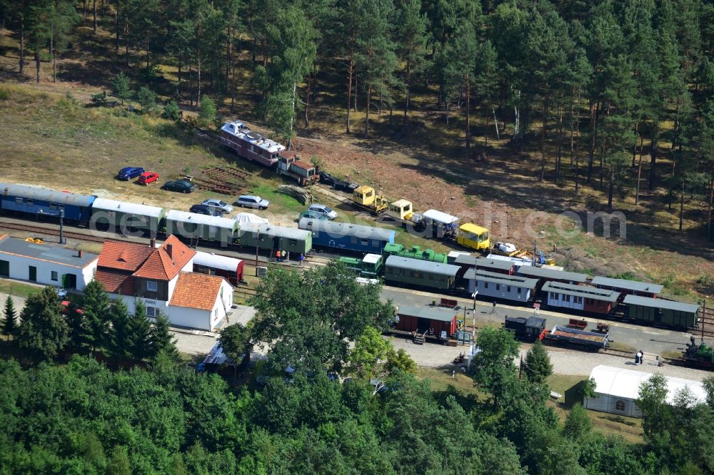 Aerial image Kleinbahren - Station of the Lower Lusatian museum railway (NLME) in Kleinbahren in the state of Brandenburg in Germany