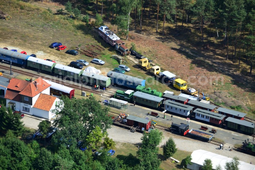 Aerial photograph Kleinbahren - Station of the Lower Lusatian museum railway (NLME) in Kleinbahren in the state of Brandenburg in Germany