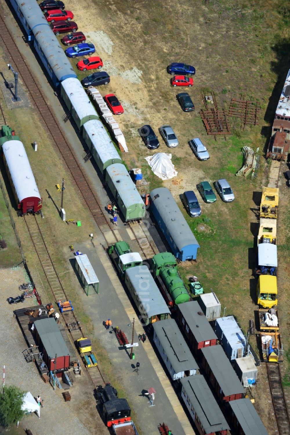 Aerial image Kleinbahren - Station of the Lower Lusatian museum railway (NLME) in Kleinbahren in the state of Brandenburg in Germany