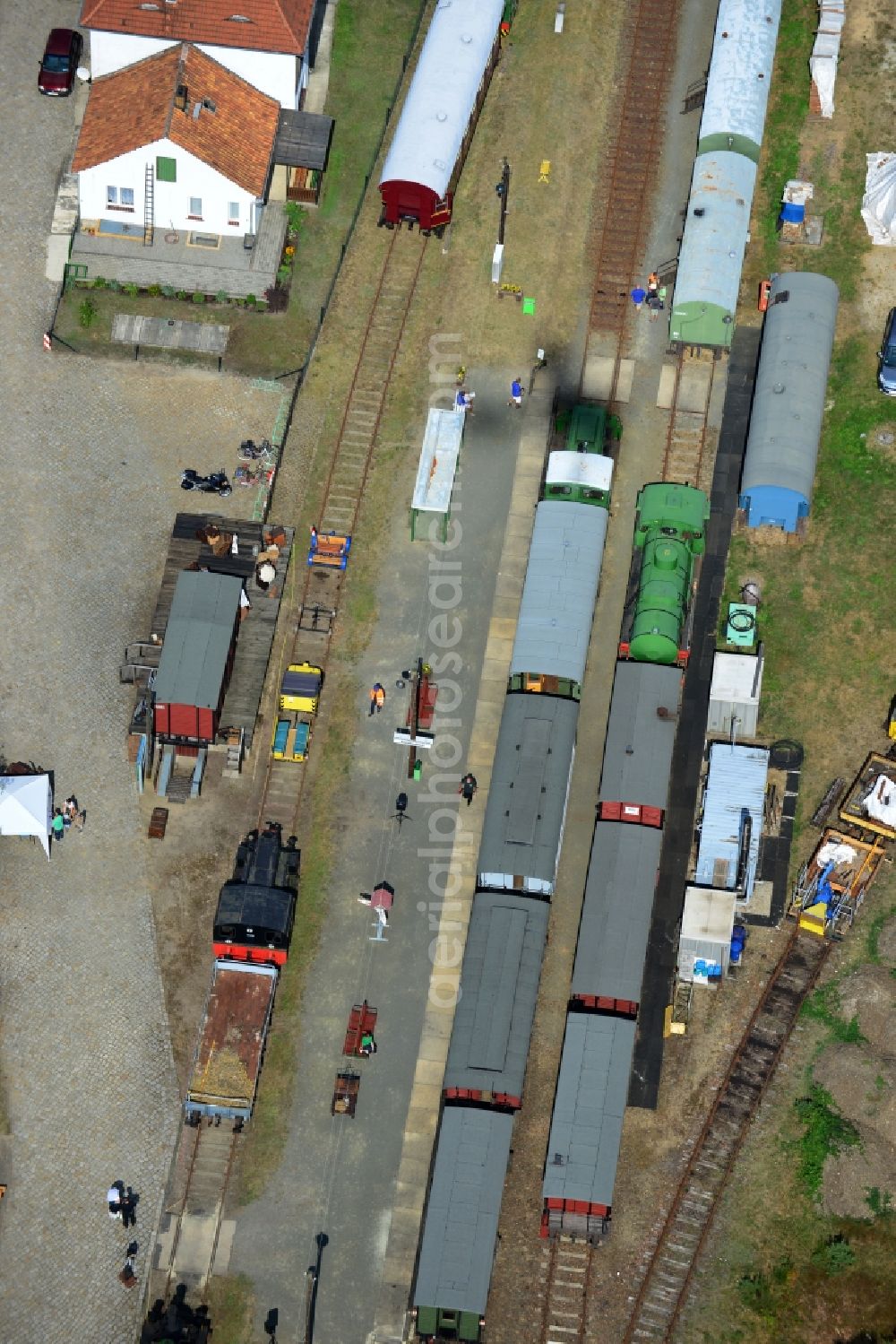 Aerial photograph Kleinbahren - Station of the Lower Lusatian museum railway (NLME) in Kleinbahren in the state of Brandenburg in Germany