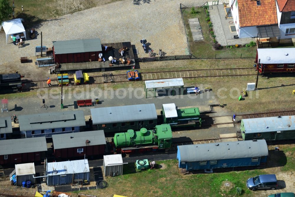 Aerial image Kleinbahren - Station of the Lower Lusatian museum railway (NLME) in Kleinbahren in the state of Brandenburg in Germany