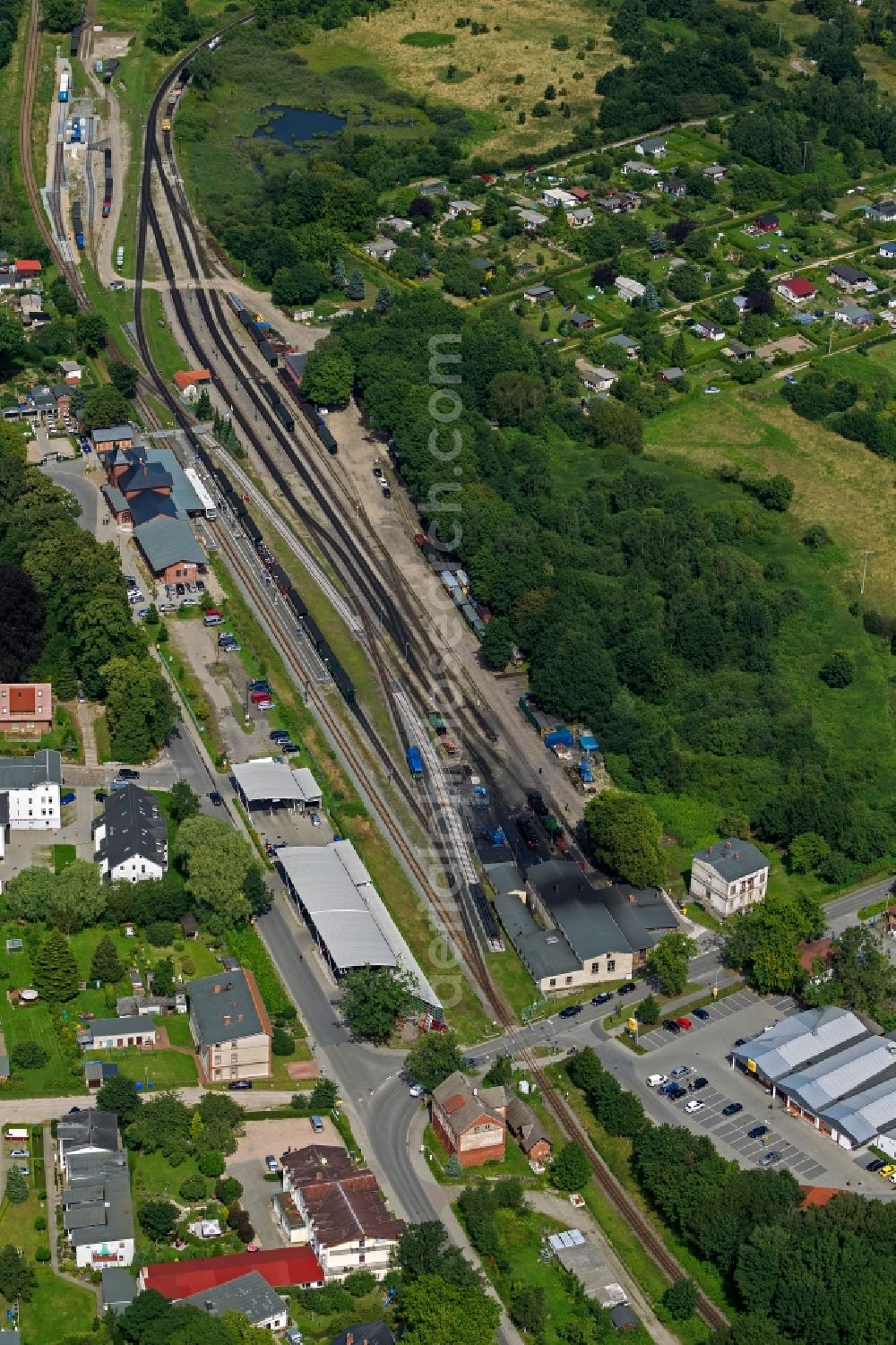 Putbus from above - View of the station Putbus on the island Ruegen in Mecklenburg-West Pomerania