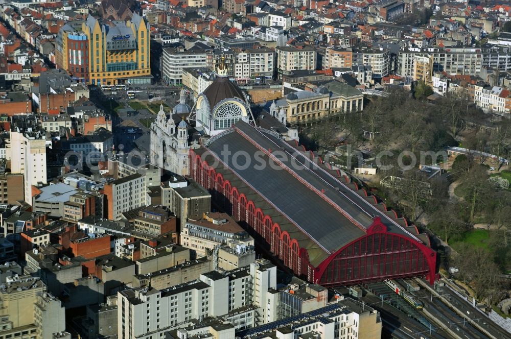 Aerial photograph Antwerpen - Station Antwerpen-Centraal the center of the city of Antwerp in Belgium