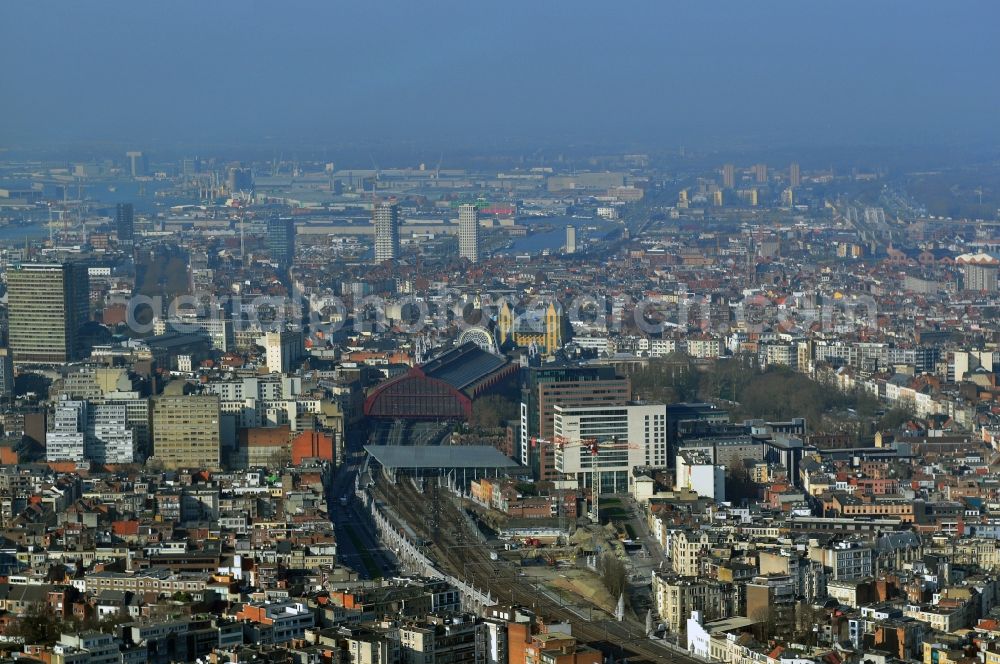 Antwerpen from above - Station Antwerpen-Centraal the center of the city of Antwerp in Belgium