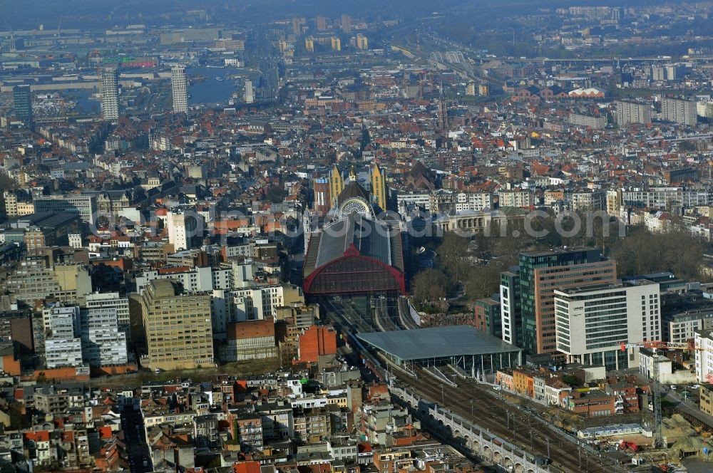 Antwerpen from the bird's eye view: Station Antwerpen-Centraal the center of the city of Antwerp in Belgium