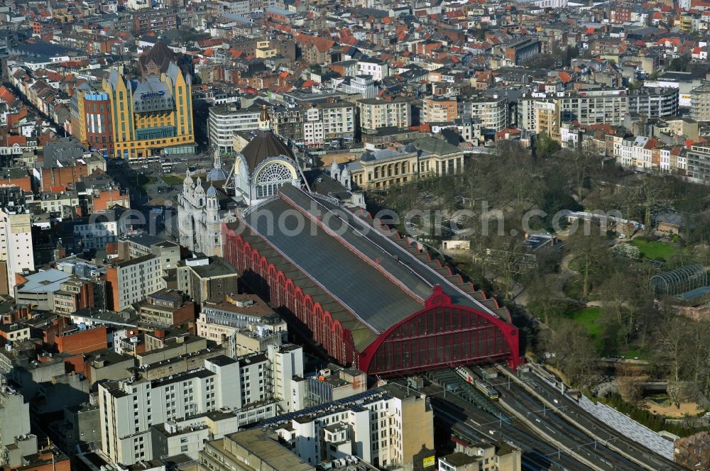 Aerial photograph Antwerpen - Station Antwerpen-Centraal the center of the city of Antwerp in Belgium