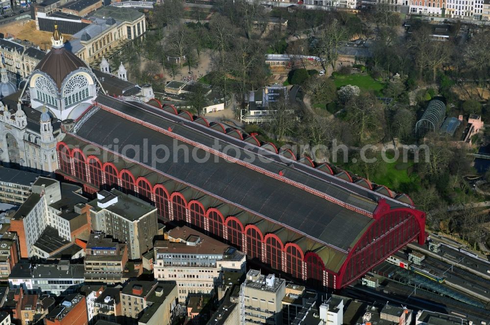 Antwerpen from above - Station Antwerpen-Centraal the center of the city of Antwerp in Belgium