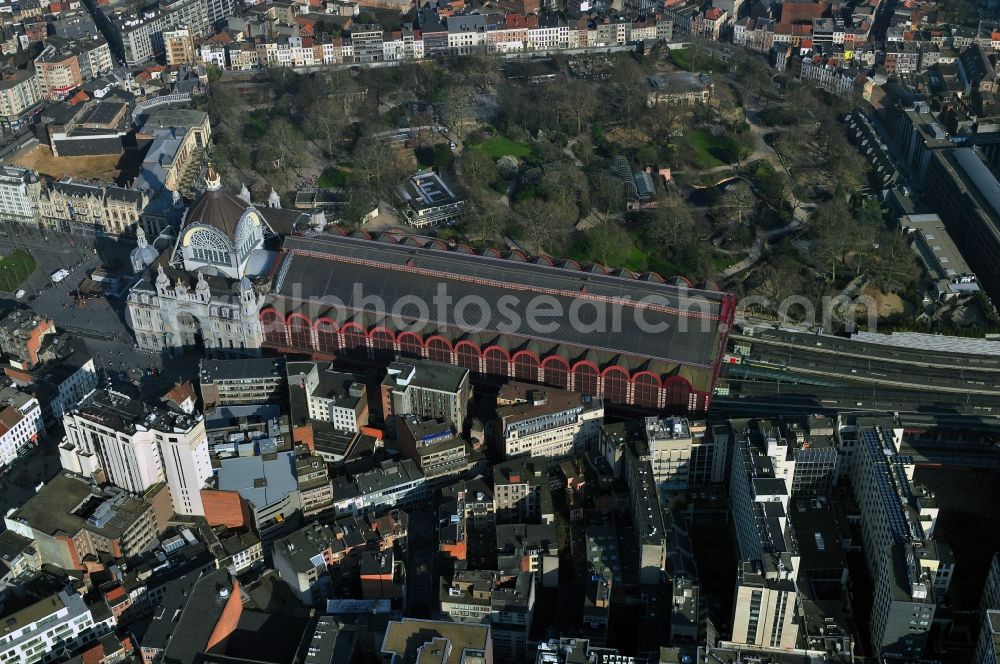 Aerial image Antwerpen - Station Antwerpen-Centraal the center of the city of Antwerp in Belgium