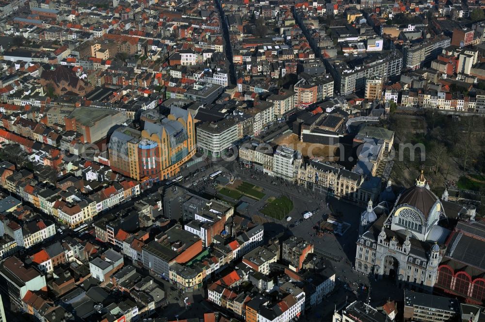 Antwerpen from the bird's eye view: Station Antwerpen-Centraal the center of the city of Antwerp in Belgium