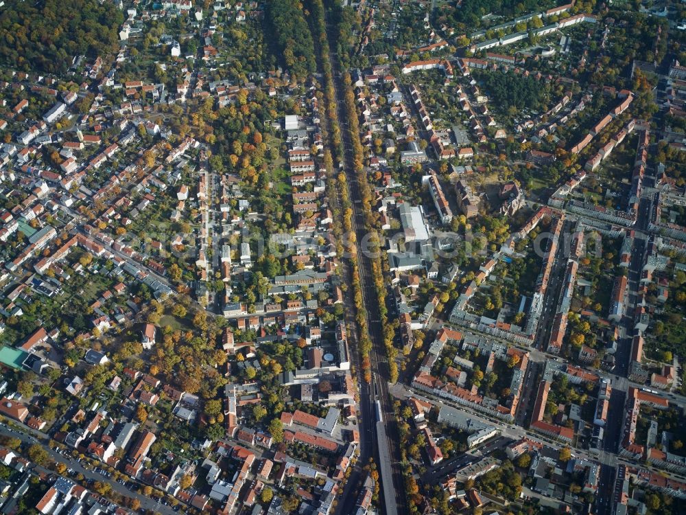 Aerial photograph Potsdam - Station building and track systems of the S-Bahn station Babelsberg in Potsdam in the state Brandenburg