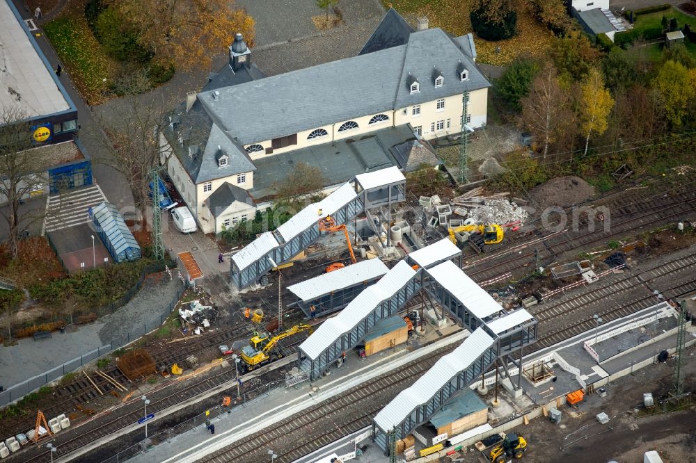 Aerial image Bochum - Station building and track systems and pedestrian bridge of the S-Bahn station Bochum-Dahlhausen in Bochum in the state North Rhine-Westphalia