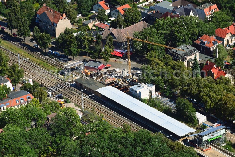 Aerial photograph Eichwalde - Station building and track systems of the S-Bahn station in Eichwalde in the state Brandenburg, Germany