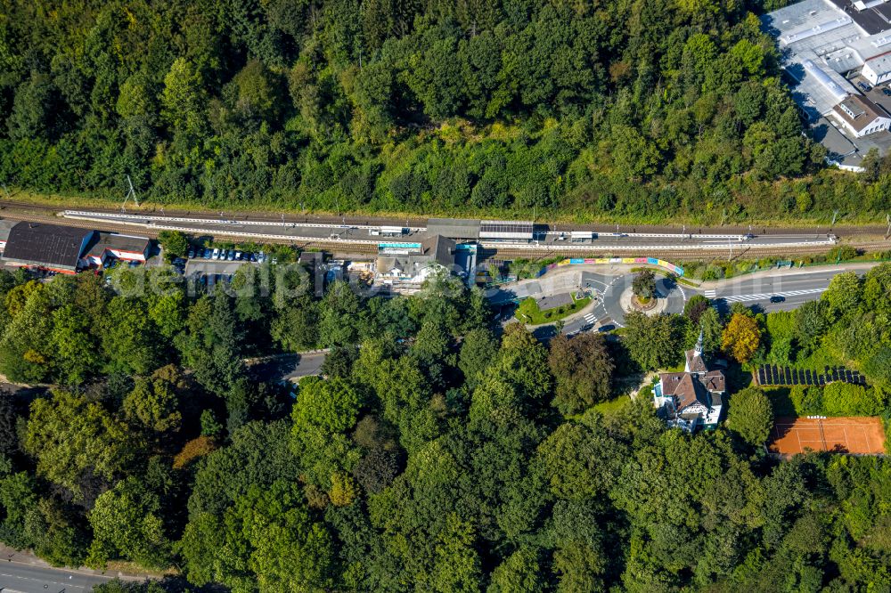 Aerial image Ennepetal - Station building and track systems of the S-Bahn station Ennepetal (Gevelsberg) in Ennepetal in the state North Rhine-Westphalia, Germany