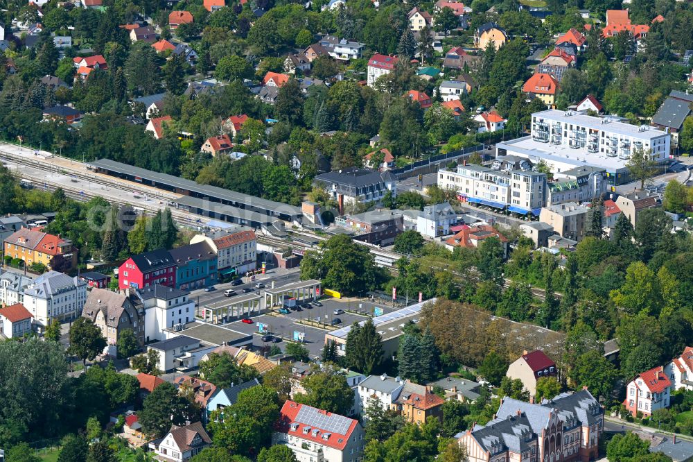 Aerial photograph Berlin - Station building and track systems of the S-Bahn station Mahlsdorf on Hoenower Strasse in Berlin