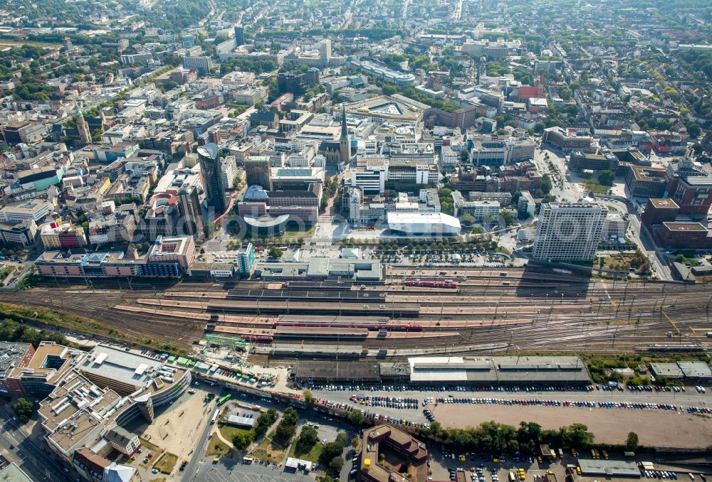 Dortmund from the bird's eye view: Station District at the main station in Dortmund in North Rhine-Westphalia