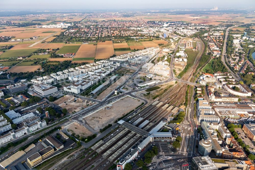 Heidelberg from above - District of Bahnstadt south of the central train station in Heidelberg in the state Baden-Wurttemberg, Germany