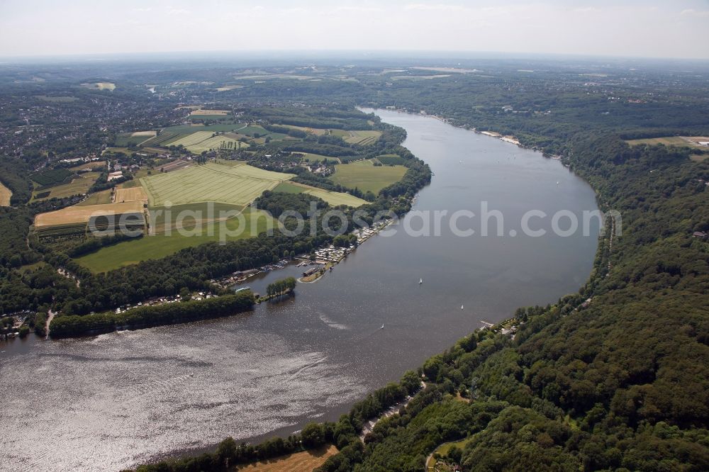 Essen from the bird's eye view: View of the Baldeneysee in Essen in the state of North Rhine-Westphalia