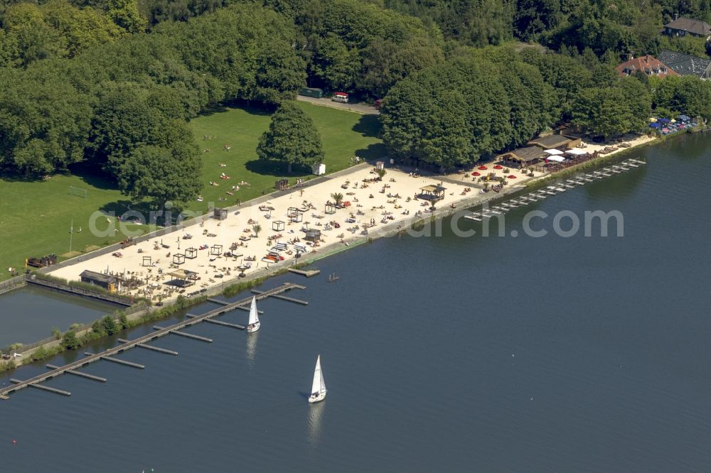 Aerial photograph Essen - View of the Baldeney Lake in Essen in the state North Rhine-Westphalia. The Baldeney Lake is the largest of the six Ruhr artificial lakes. The Lake has been closed to bathing for decades