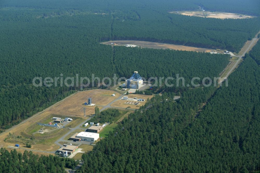 Aerial photograph Horstwalde - BAM test compound for technical safety in Horstwalde in the state of Brandenburg. The federal institute for materials research and testing owns a large test facility in a forest in the county district of Teltow-Flaeming