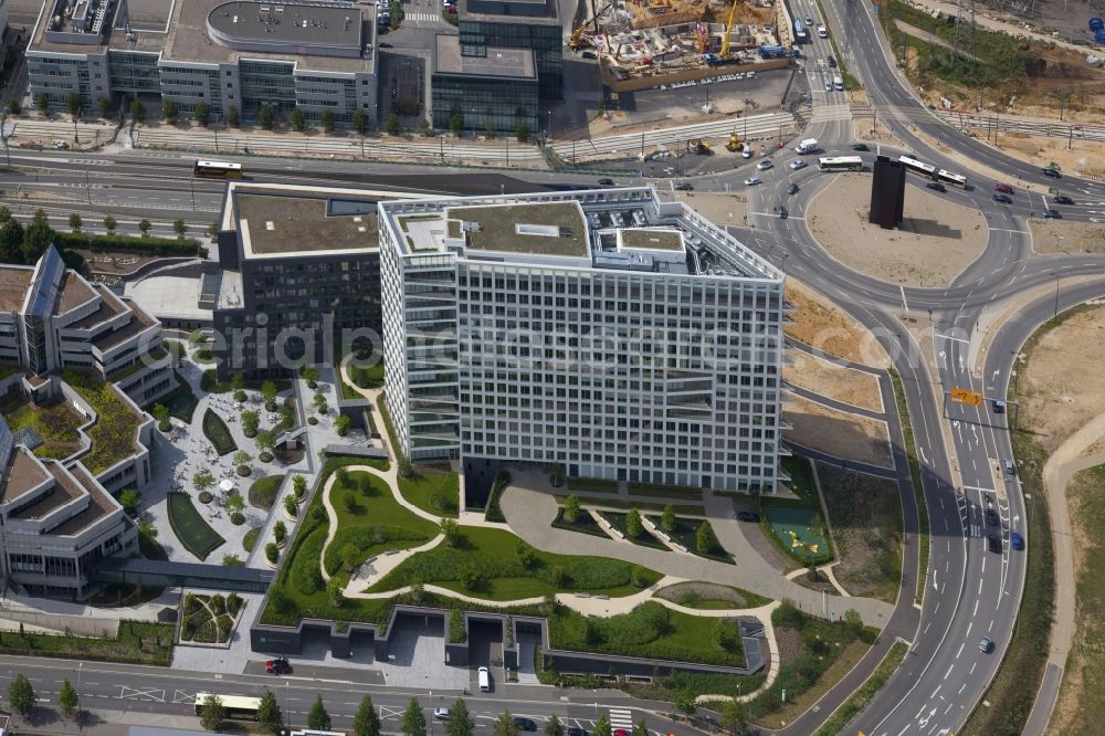 Aerial image Luxembourg Luxemburg - View of the Banque Generale Du Luxembourg BGL PNB Paribas on Avenue John. F. Kennedy in the district of Kirchberg