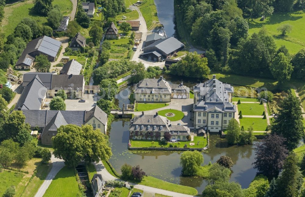 Rüthen from above - Baroque moated castle at Körtlinghausen Ruethen in North Rhine-Westphalia