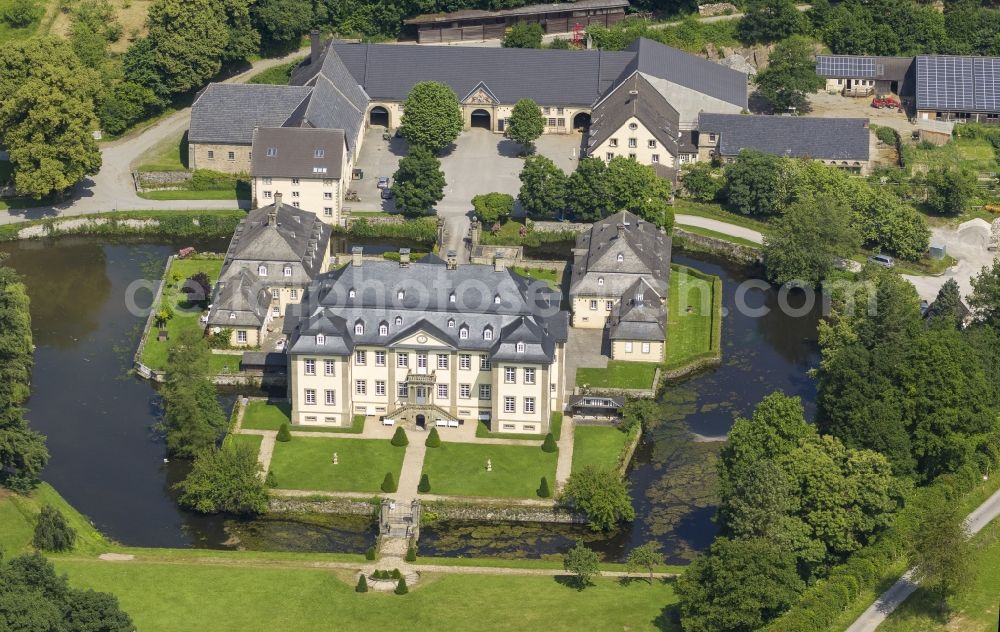 Rüthen from above - Baroque moated castle at Körtlinghausen Ruethen in North Rhine-Westphalia