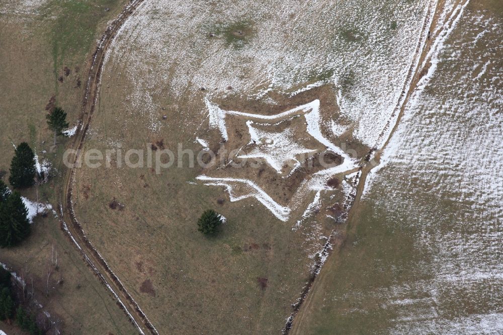 Aerial photograph Kleines Wiesental - As a star, the remains of the fortifications in Small Wiesental show in the state of Baden-Wuerttemberg Black Forest