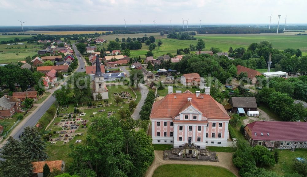 Aerial image Groß Rietz - Building complex in the park of the castle in Gross Rietz in the state Brandenburg, Germany