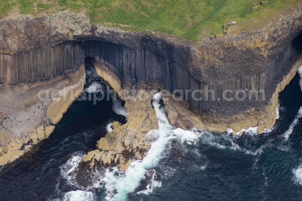 Staffa from above - Basalt Island Staffa with Fingal's Cave in the Atlantic Ocean in Scotland, United Kingdom
