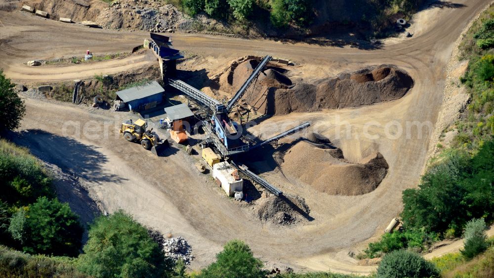 Aerial photograph Kasbach-Ohlenberg - Basalt quarry in Kasbach-Ohlenberg in the state Rhineland-Palatinate, Germany