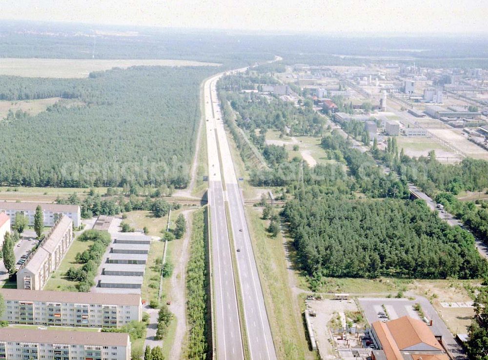 Aerial image Schwarzheide - Brandenburg - BASF-Werksanlagen an der Autobahn Berlin - Dresden am Standort Schwarzheide / Brandenburg.