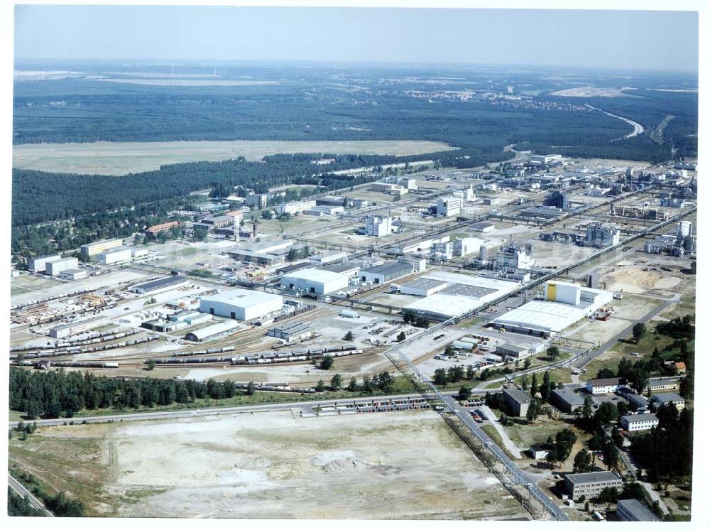 Schwarzheide - Brandenburg from the bird's eye view: BASF-Werksanlagen am Standort Schwarzheide / Brandenburg.