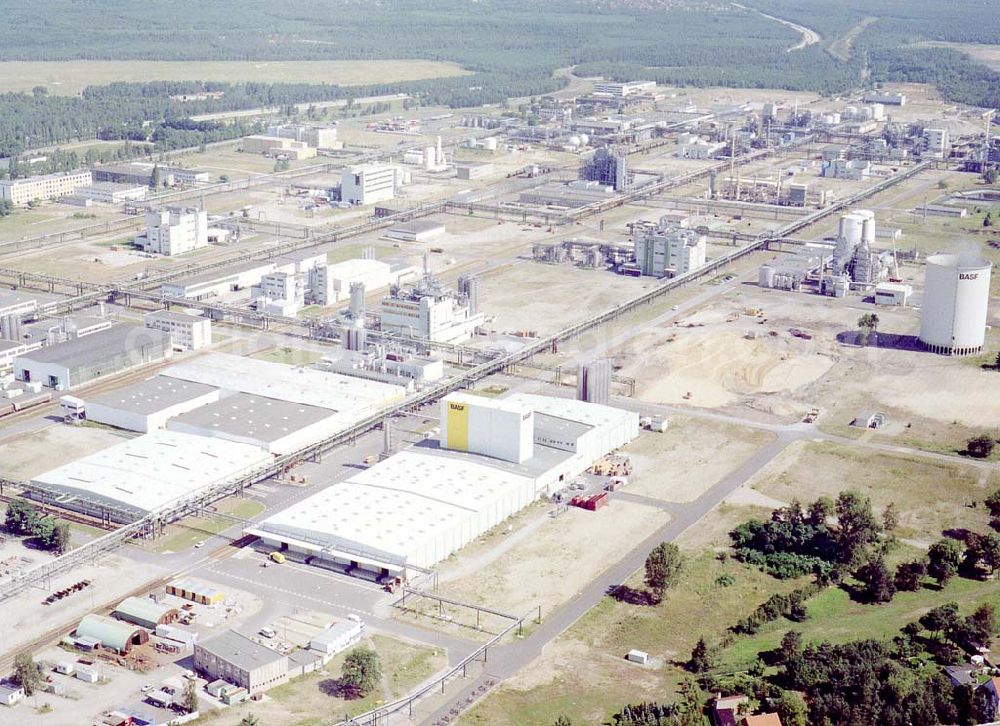 Schwarzheide - Brandenburg from above - BASF-Werksanlagen am Standort Schwarzheide / Brandenburg.