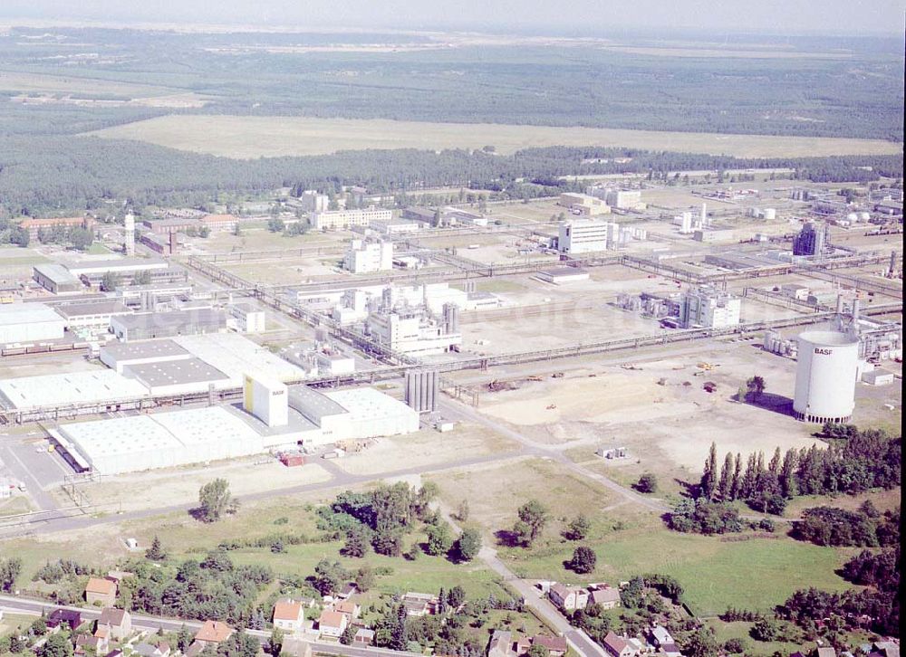 Schwarzheide - Brandenburg from above - BASF-Werksanlagen am Standort Schwarzheide / Brandenburg.