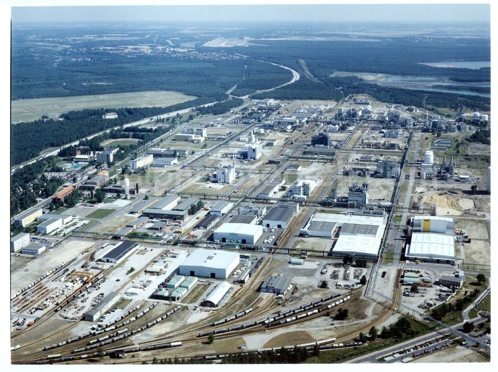 Schwarzheide - Brandenburg from the bird's eye view: BASF-Werksanlagen am Standort Schwarzheide / Brandenburg.