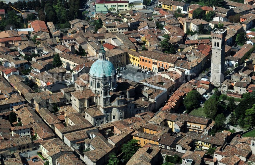 Lonato del Garda from the bird's eye view: View of the Basilica of Lonato in Lonato del Garda in the province Brescia in Italy