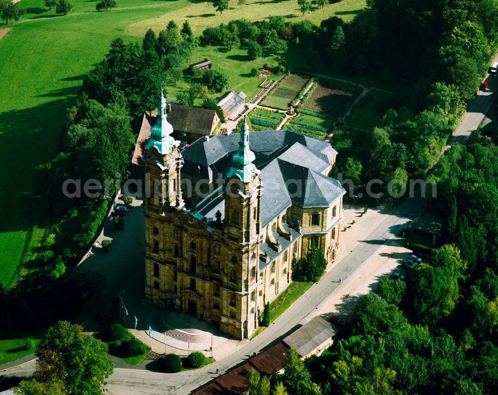 Bad Staffelstein from above - The Basilica of the Vierzehnheiligen is a pilgrimage church at Bad Staffelstein in Bavaria