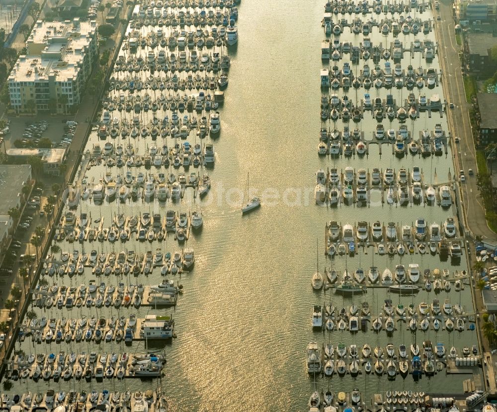 Aerial image Marina del Rey - Basin D of the Marina in Marina del Rey in California, USA. The Marina is the world's largest man-made small craft harbor