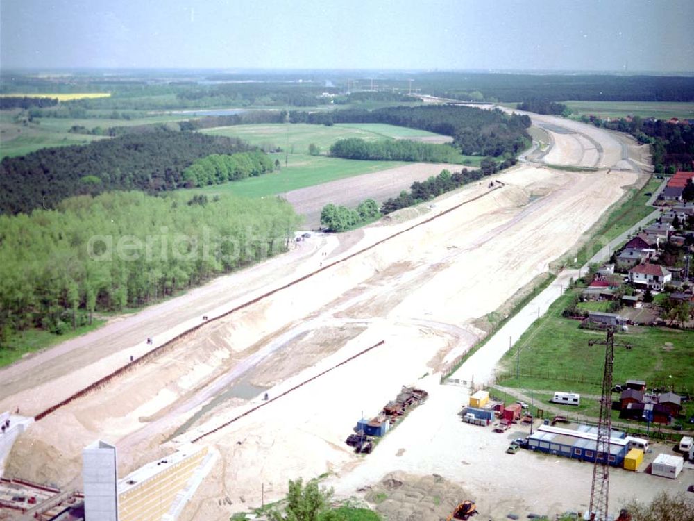 Aerial image Hohenwarthe - Bau des Anschlußbereiches zur Bücke des Elbe-Havel-Kanales über die Elbe am Wasserstraßenkreuz Magdeburg.